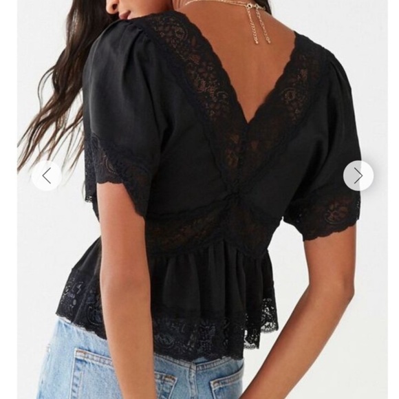 NWT - Forever 21 - BLACK WOVEN TOP - Size - Small - Picture 2 of 10